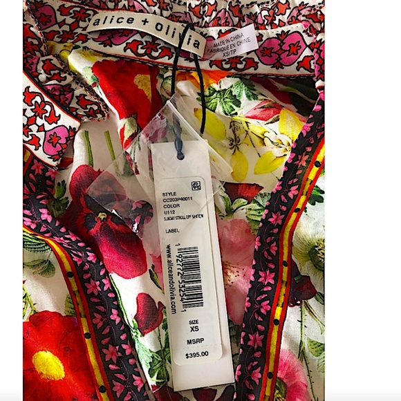 ALICE + OLIVIA Ilan Smocked Floral Blouse - Picture 4 of 14